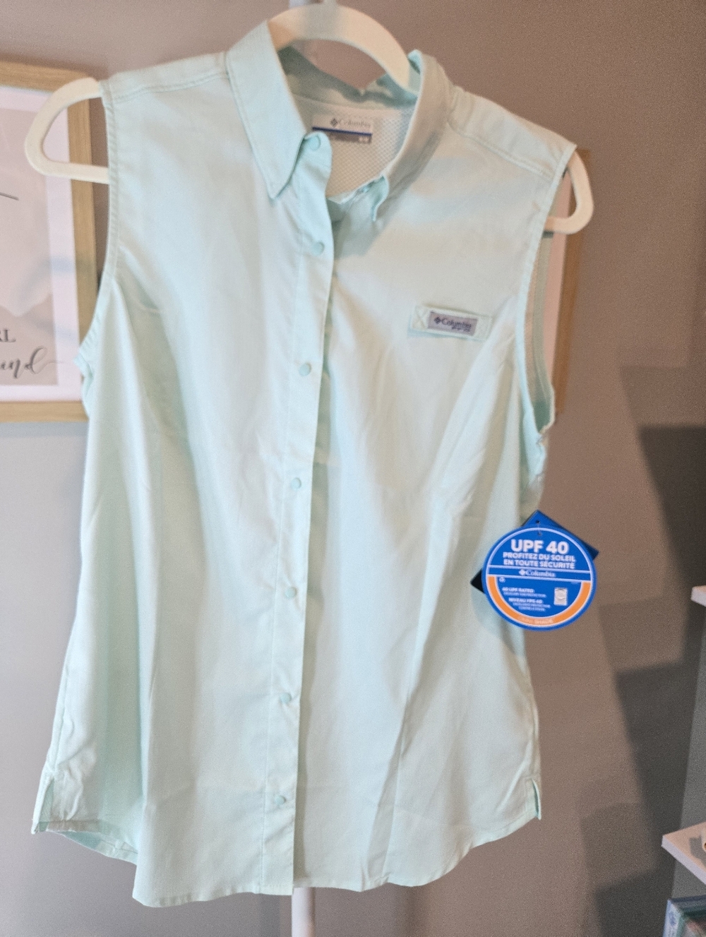 🌞⛱️👙UPF New Columbia Women’s Sleeveless Button-Front Shirt - Mint Green